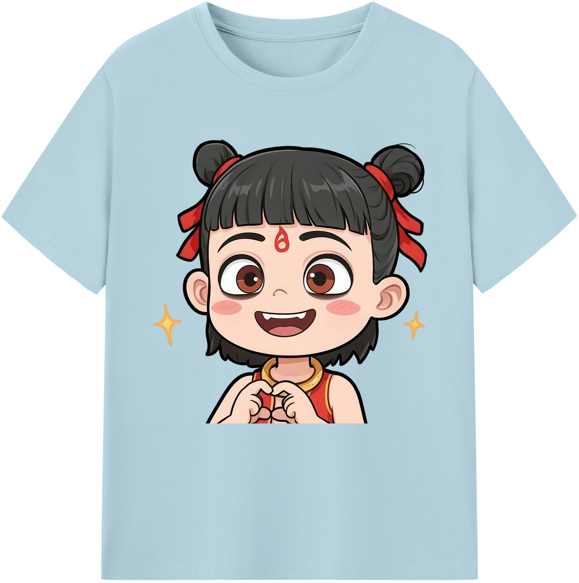 （画像用） Ne Zha 2 ナタ 魔童の大暴れ 綿100％半袖Tシャツ（フロントプリント）